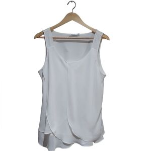 Ricki's Women's Tulip Layered Sleeveless Blouse White Lined Size 14